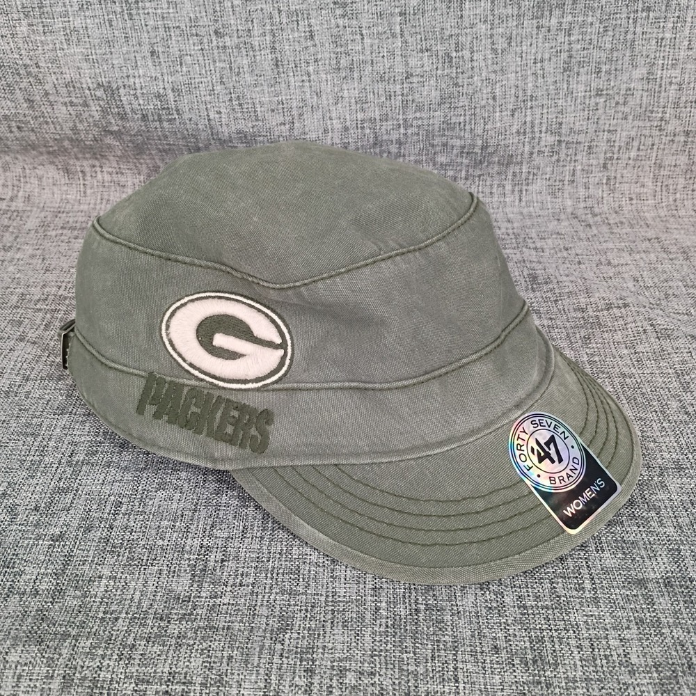 Green Bay Packers 47 Brand Womens Military Cadet Style Hat Olive Green NFL NWT